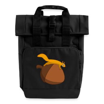Das Eichhörnchen gegen die Eichel - Rolltop Rucksack mit zwei Griffen - Schwarz - Vorne
