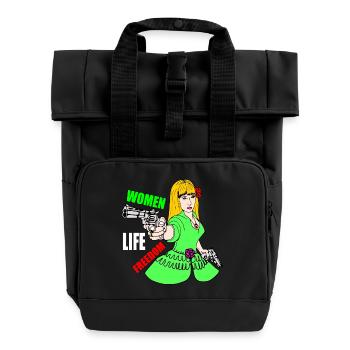 Women life freedom - Roll Top Backpack with Two Handles - black - Front