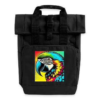 Perroquet Pop Art - Sac à dos Roll Top à deux anses - noir - Devant