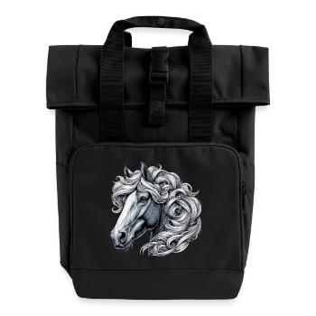 Horse - Roll Top Backpack with Two Handles - black - Front