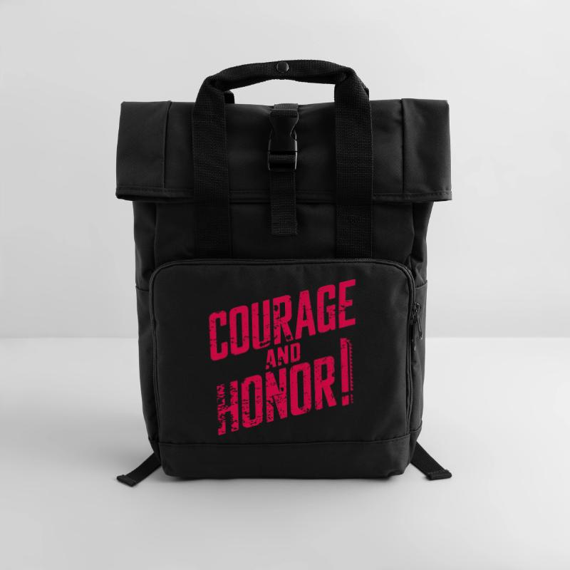Courage and Honor Epic Marine Code scifi Space. Roll Top Backpack with Two Handles