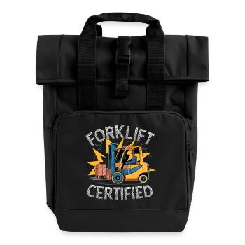 Forklift Certified Gabelstapler - Rolltop Rucksack mit zwei Griffen - Schwarz - Vorne