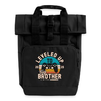 Zum großen Bruder 2025 aufgestiegen - Rolltop Rucksack mit zwei Griffen - Schwarz - Vorne