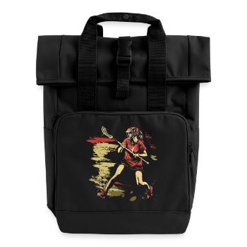 Oldschool Lacrosse Mädchen - Rolltop Rucksack mit zwei Griffen - Schwarz - Vorne
