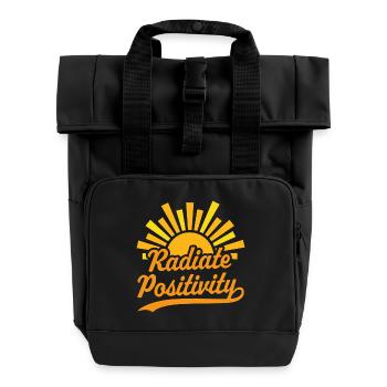 Strahlen Sie Positivität aus - Rolltop Rucksack mit zwei Griffen - Schwarz - Vorne