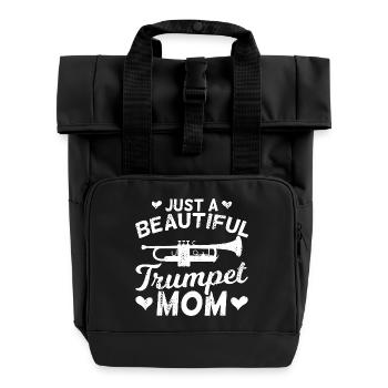 Just a beautiful trumpet mom - Roll Top Backpack with Two Handles - black - Front
