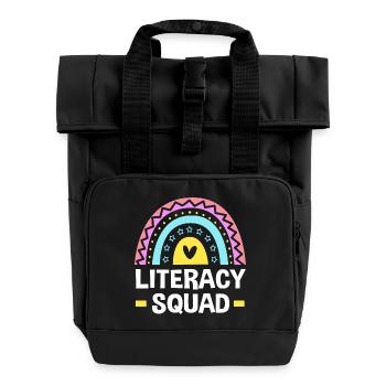 Bookworm Reading Primary School Teacher - Roll Top Backpack with Two Handles - black - Front