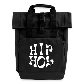 hip hop logo fluid design  - Roll Top Backpack with Two Handles - black - Front