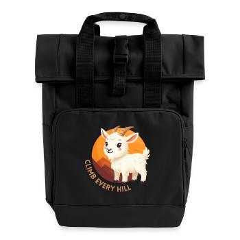 Süße weiße Ziege - Rolltop Rucksack mit zwei Griffen - Schwarz - Vorne