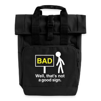 Eh bien, ce n’est pas un bon signe graphique de bonhomme bâton - Sac à dos Roll Top à deux anses - noir - Devant