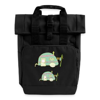 Pastel Caravan : Rêve de vie grand et petit - Sac à dos Roll Top à deux anses - noir - Devant