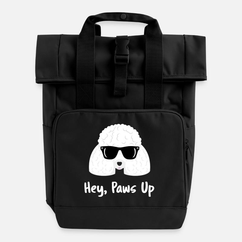 Cool Poodle Sunglasses Hey Paws Up Dog - Roll Top Backpack with Two Handles - black