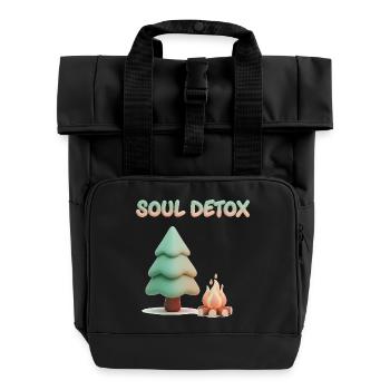 Cozy 3D Pine Tree Soul Detox Aesthetic - Roll Top Backpack with Two Handles - black - Front