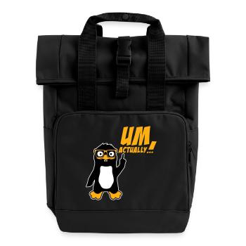 Penguin To Actually Funny Nerd Smartass Logo - Roll Top Backpack with Two Handles - black - Front