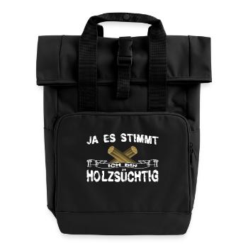 Holz - Holzsüchtig - Rolltop Rucksack mit zwei Griffen - Schwarz - Vorne