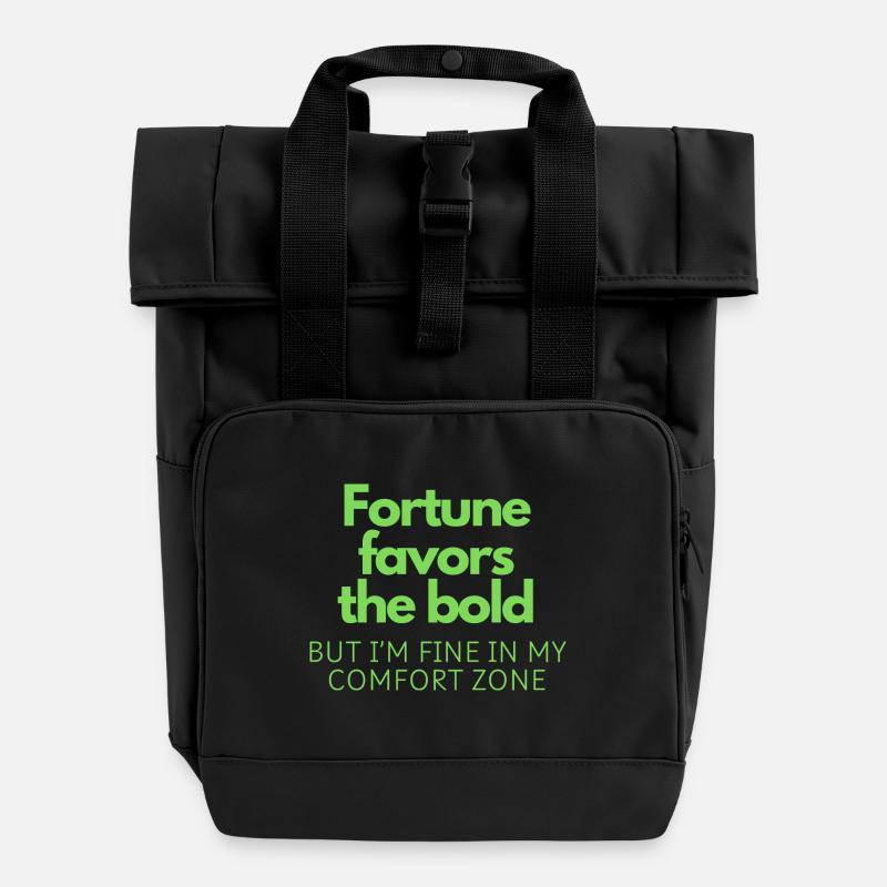 Fortune favors the bold - Roll Top Backpack with Two Handles - black