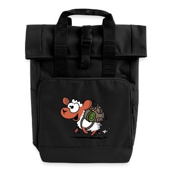 Schaf mit Rucksack - Rolltop Rucksack mit zwei Griffen - Schwarz - Vorne