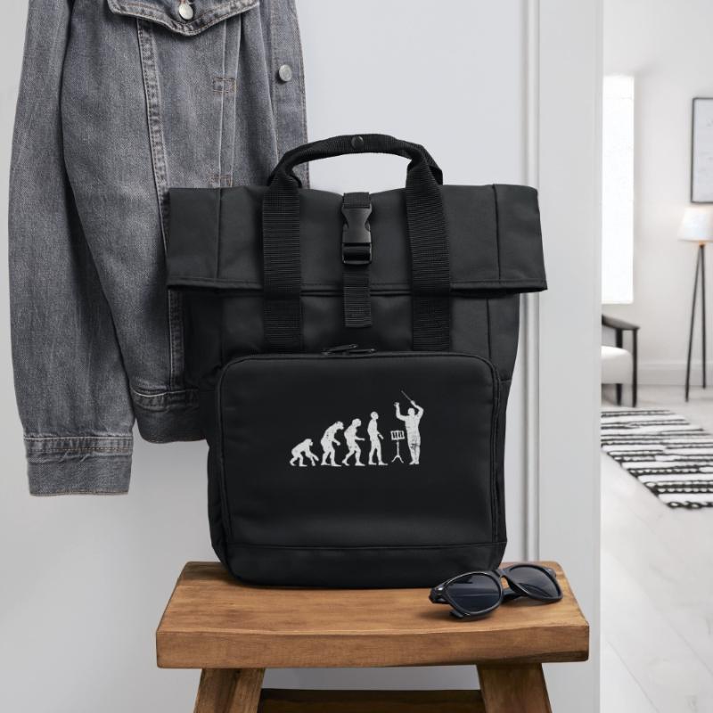 Dirigent Evolution Musiker Geschenkidee Rolltop Rucksack mit zwei Griffen