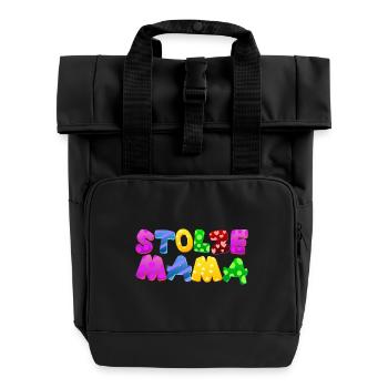 Baby Eltern Kind Geschenk Sprüche Geburt Mama Papa - Rolltop Rucksack mit zwei Griffen - Schwarz - Vorne