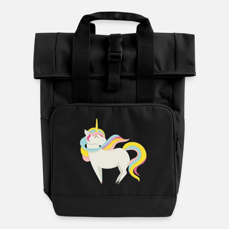 Licorne pastel enchantée - Sac à dos Roll Top à deux anses - noir
