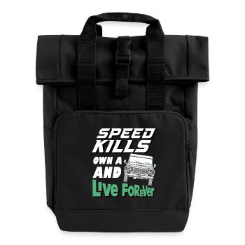 Speed Kills own a defender and live forever - Roll Top Backpack with Two Handles - black - Front