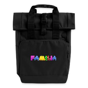 Baby Eltern Kind Geschenk Sprüche Geburt Mama Papa - Rolltop Rucksack mit zwei Griffen - Schwarz - Vorne