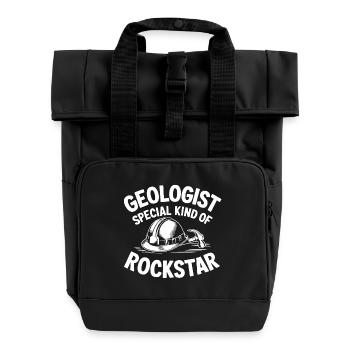 Geologist a special rock star. Geologist's helmet - Roll Top Backpack with Two Handles - black - Front