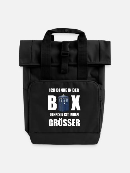 Sie ist innen grösser - Rolltop Rucksack mit zwei Griffen - Schwarz