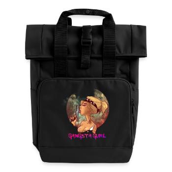 gangsta girl - Roll Top Backpack with Two Handles - black - Front