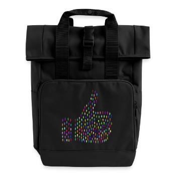 Gefällt mir! Like! Thumbs Up! - Rolltop Rucksack mit zwei Griffen - Schwarz - Vorne