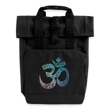 Om - Roll Top Backpack with Two Handles - black - Front