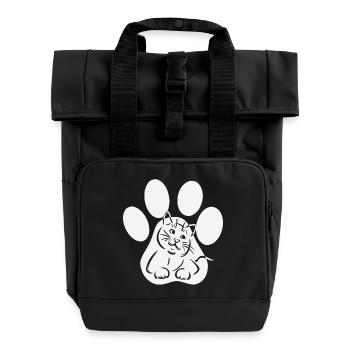 Chat patte minou en cadeau de patte - Sac à dos Roll Top à deux anses - noir - Devant
