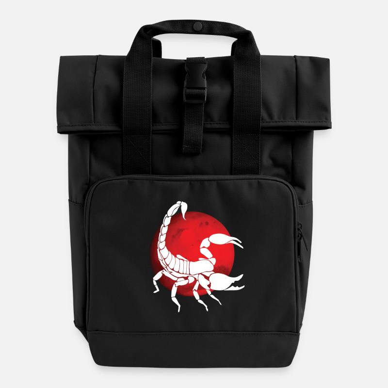 Scorpio zodiac sign - Roll Top Backpack with Two Handles - black