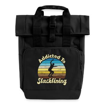 Slackline Slacken Slacklining - Roll Top Backpack with Two Handles - black - Front