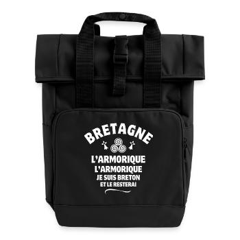 Brittany, Armorica, I'm Breton - Roll Top Backpack with Two Handles - black - Front