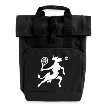 Cow Tennis Tennis Player Silhouette Minimalist - Roll Top Backpack with Two Handles - black - Front
