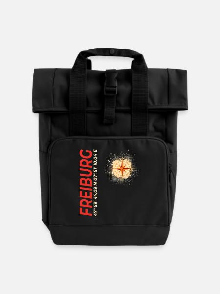 Freiburg - Rolltop Rucksack mit zwei Griffen - Schwarz