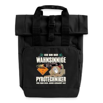Wahnsinniger Pyrotechniker Motiv - Rolltop Rucksack mit zwei Griffen - Schwarz - Vorne
