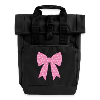 Pink Ribbon - Roll Top Backpack with Two Handles - black - Front