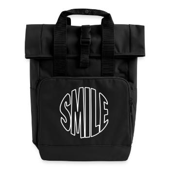 Lettrage clair avec des contours - Sac à dos Roll Top à deux anses - noir - Devant