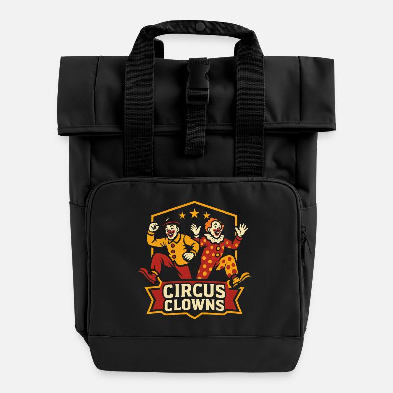 Circus Clowns – Funny Children's Circus - Roll Top Backpack with Two Handles - black