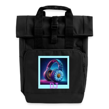 Disc jockey - Roll Top Backpack with Two Handles - black - Front