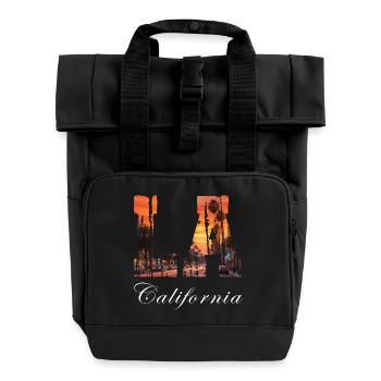  Los Angeles California - Roll Top Backpack with Two Handles - black - Front