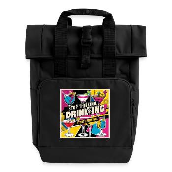 Retro Cocktails mit Humorvollen Text - Rolltop Rucksack mit zwei Griffen - Schwarz - Vorne