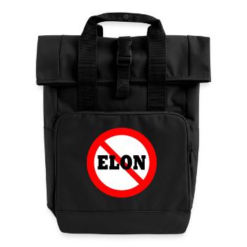 Anti Elon Round NO Bumper - Rolltop Rucksack mit zwei Griffen - Schwarz - Vorne