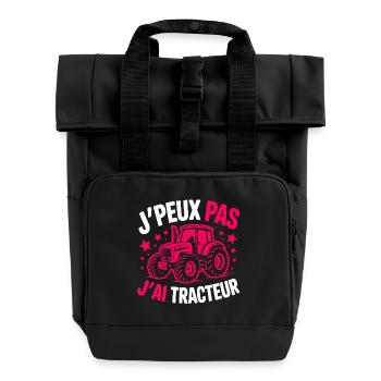 Ich kann nicht, ich habe einen Traktor – Stolz darauf, Landwirt zu sein - Rolltop Rucksack mit zwei Griffen - Schwarz - Vorne