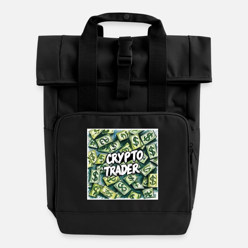 Pluie d’argent pour traders de cryptomonnaies - Sac à dos Roll Top à deux anses - noir