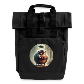 Die Traurigkeit des Ebers Melancholie - Rolltop Rucksack mit zwei Griffen - Schwarz - Vorne