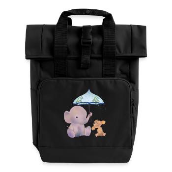 Maus und Elefant - Rolltop Rucksack mit zwei Griffen - Schwarz - Vorne