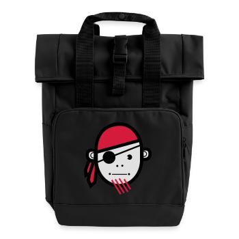 Pirat | Piraten | Seeräuber | Freibeuter | Seemann - Rolltop Rucksack mit zwei Griffen - Schwarz - Vorne